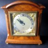 Elliott walnut cased vintage mechanical table clock.