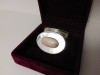 Silver Oval Box with Pink Variegated Stone