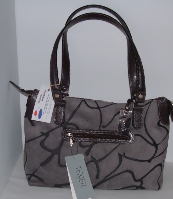 Texier Grey Decorated Suede Bag Ladies 18106