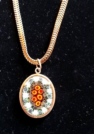 Silver, gold plated millefiore glass pendant