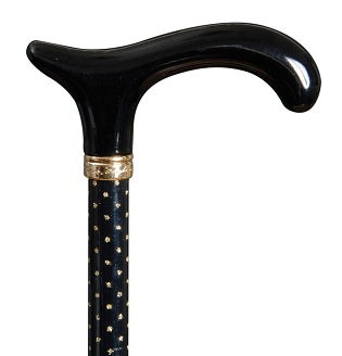 CLASSIC CANES Collectors Cane Derby Glitterati Extending Shaft with GOLD SPARKLES Design 4642A