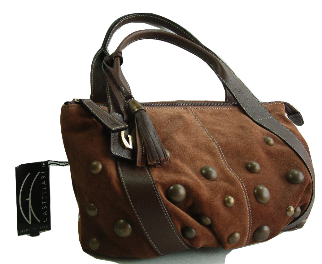 Castellari CAMOSCIO Italian Designer Ladies Luxury Suede Brown Handbag 2334