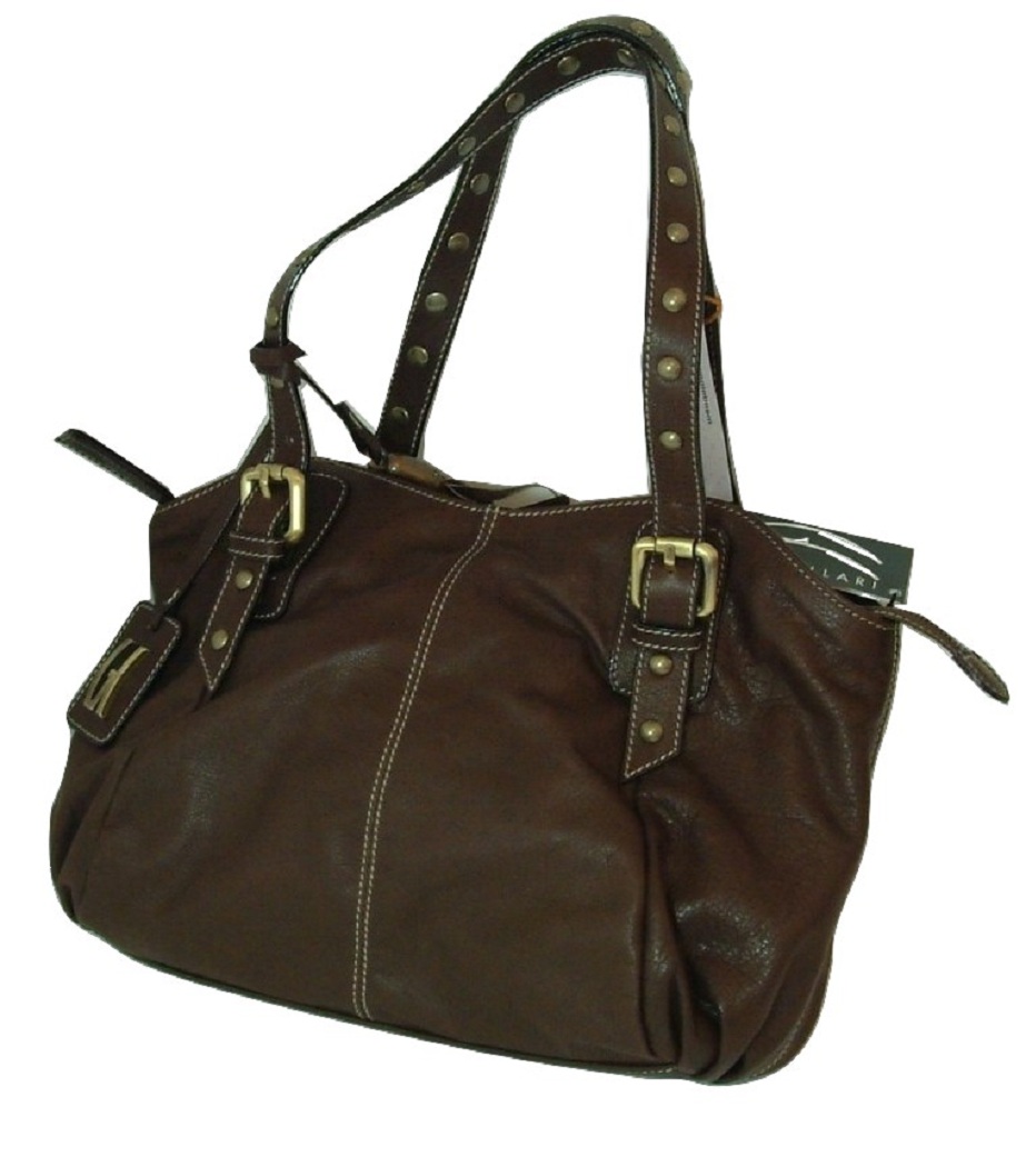 Castellari Italian Designer Leather Black Handbag with Metal Studs 2249 KENYA