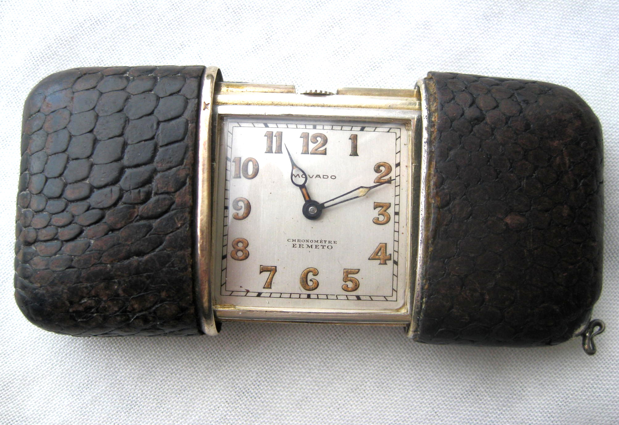 Movado Ermeto Chronometer with Snake Skin covered case and  Art Deco styling