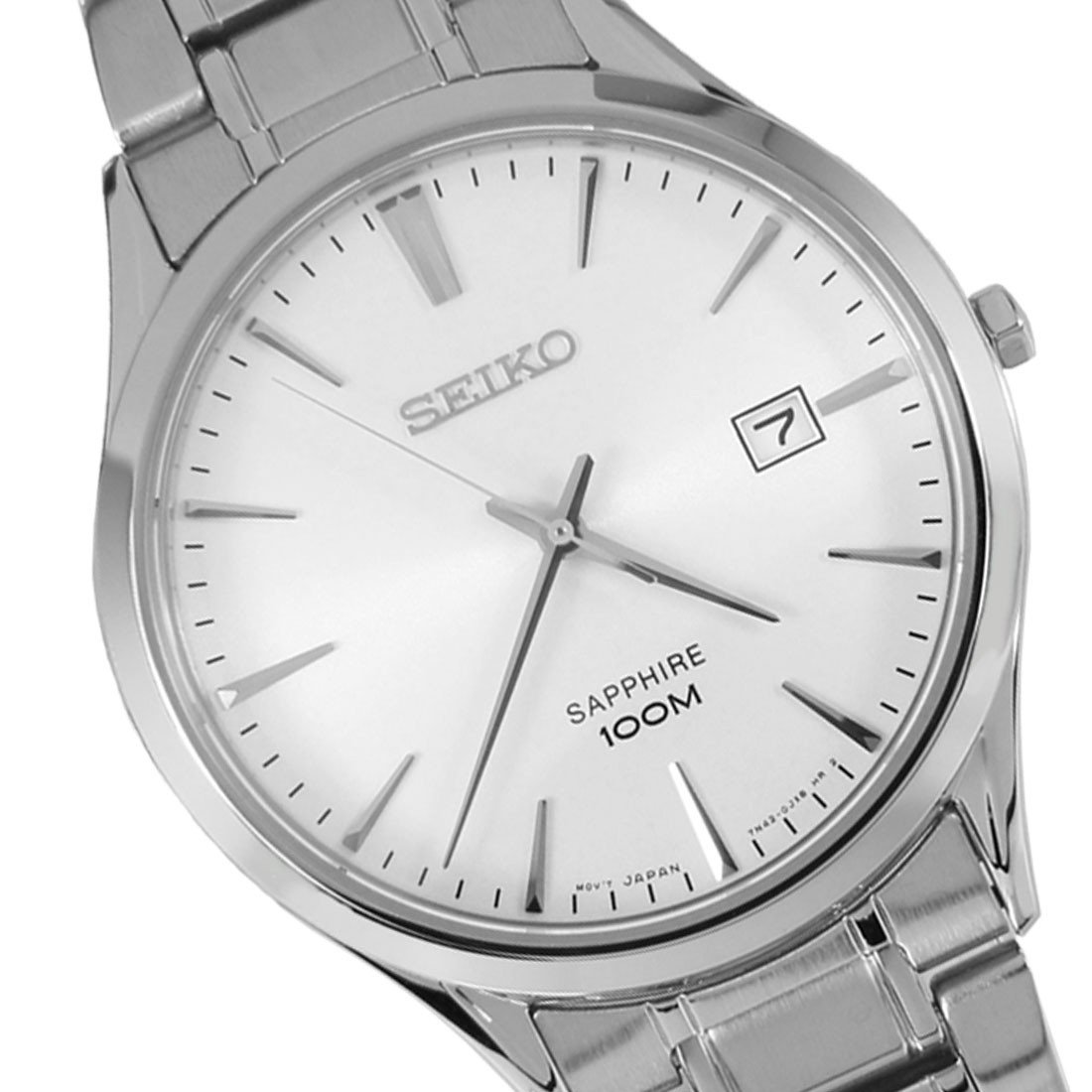 Seiko Quartz Classic Sapphire Mens Watch with Metal Bracelet